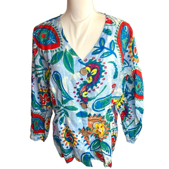 Hester & Orchard Floral Linen Blouse - Picture 1 of 10